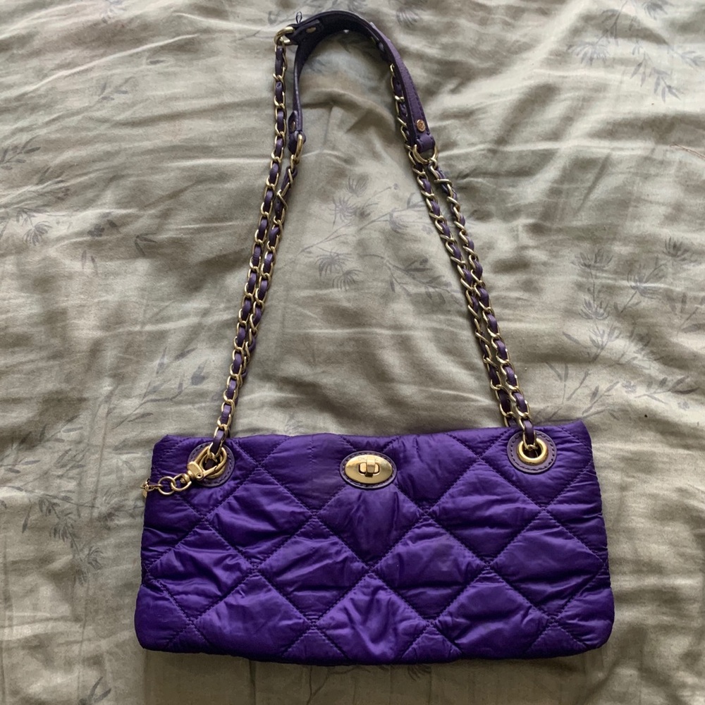 DKNY Purple quilted nylon purse